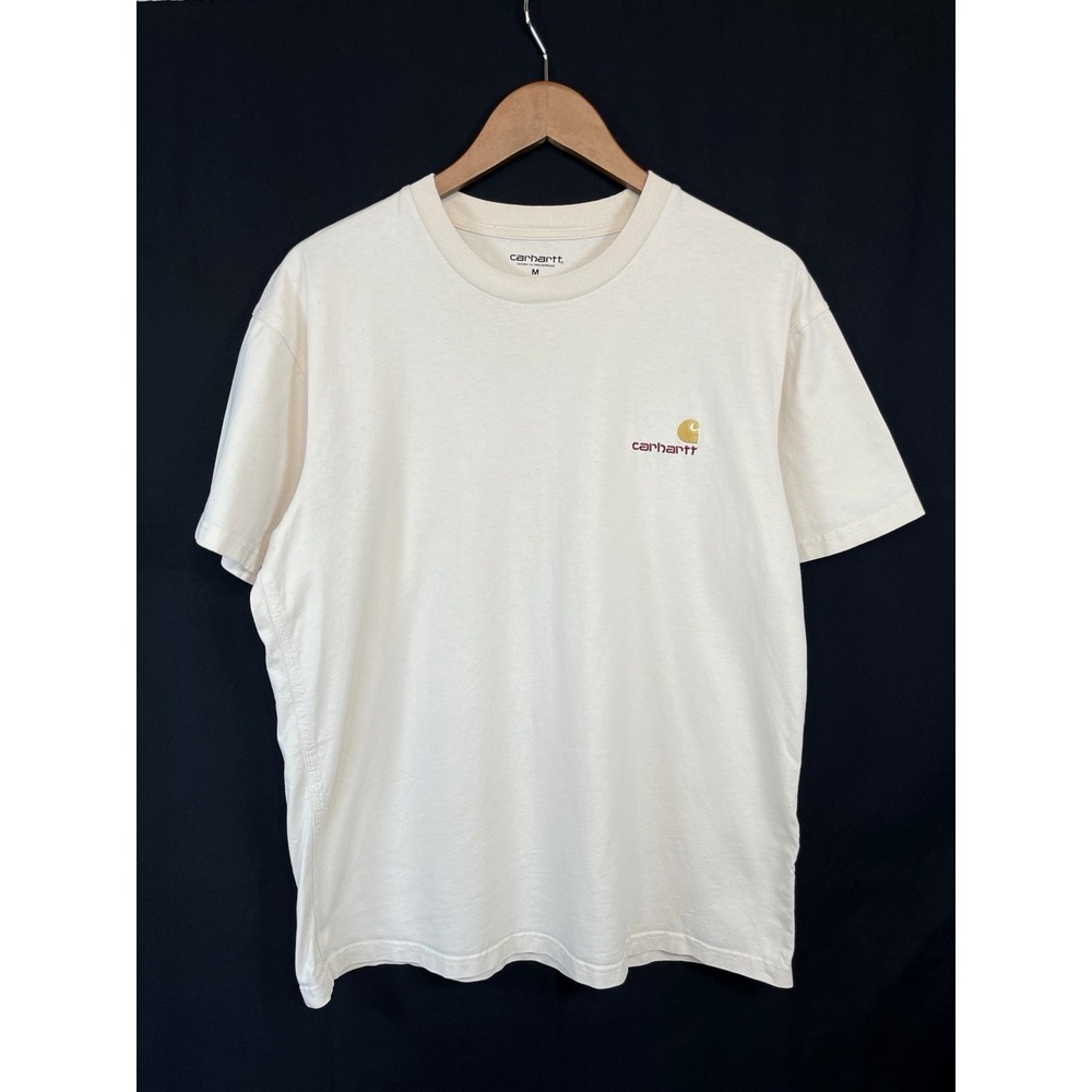 Carhartt Mens WIP Short Sleeve Embroidered T-Shirt Sz M Beige Skater Streetwear